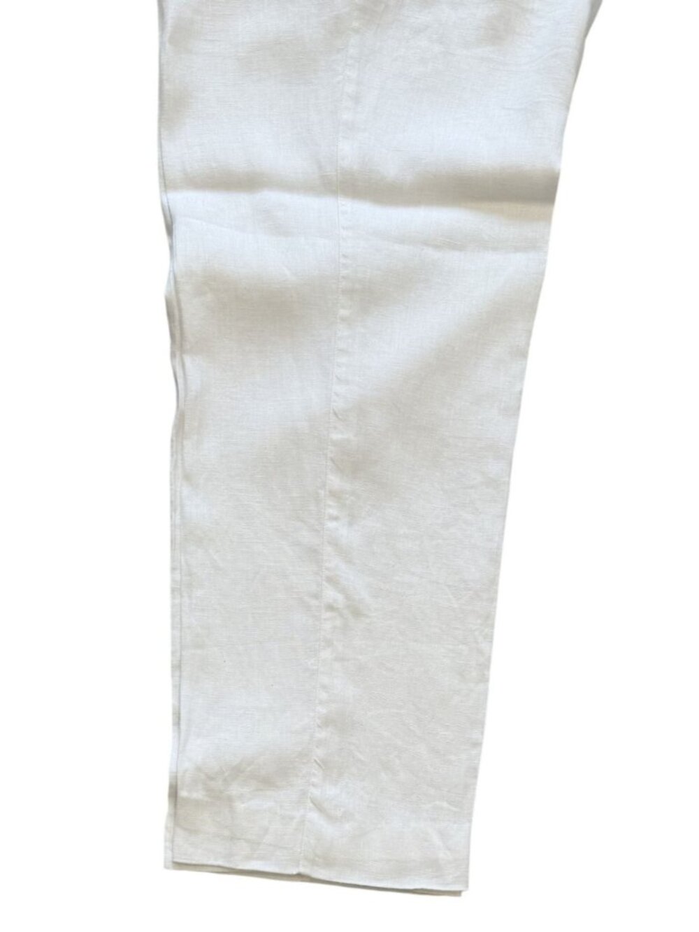 Natural Blue White Linen Dress Casual Pants Men  38X30 Flat Front Back Pockets - Picture 6 of 8